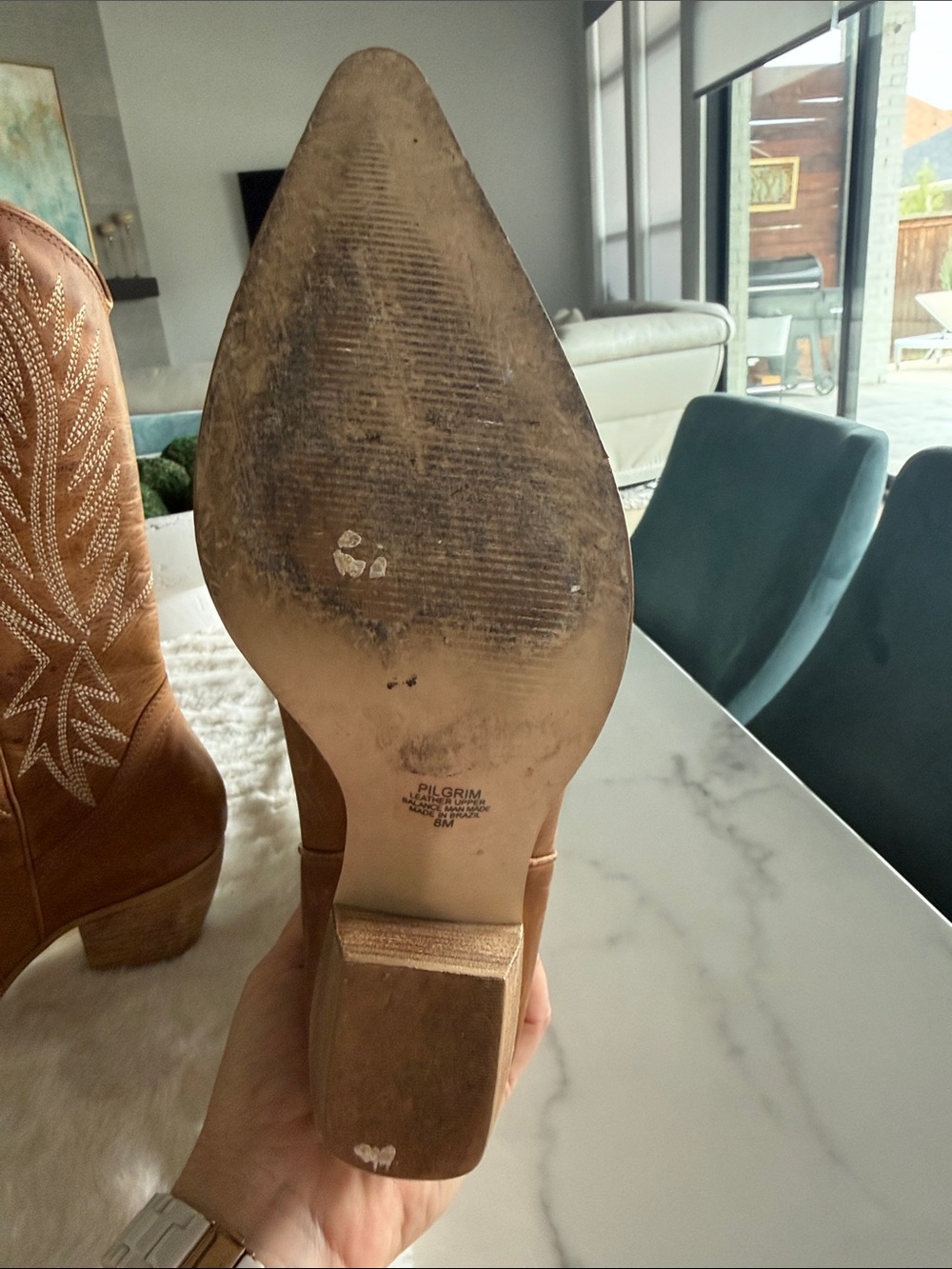 Penny Loves Kenny Brown leather Over-the-Knee Western Boots made in Brazil. - Picture 4 of 5
